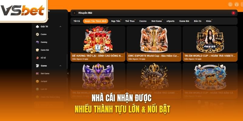 Nhà cái nhận được nhiều thành tựu lớn & nổi bật